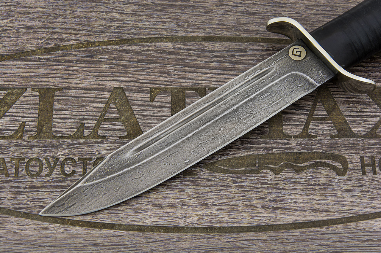 Нож T002 НР-40 (Литой булат, Наборная кожа, Нержавеющая сталь, Алюминий)