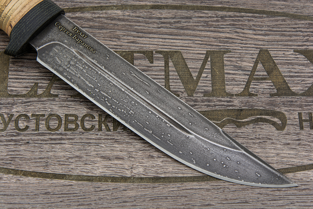 Нож Финский R006 (Литой булат, Наборная береста, Микарта)