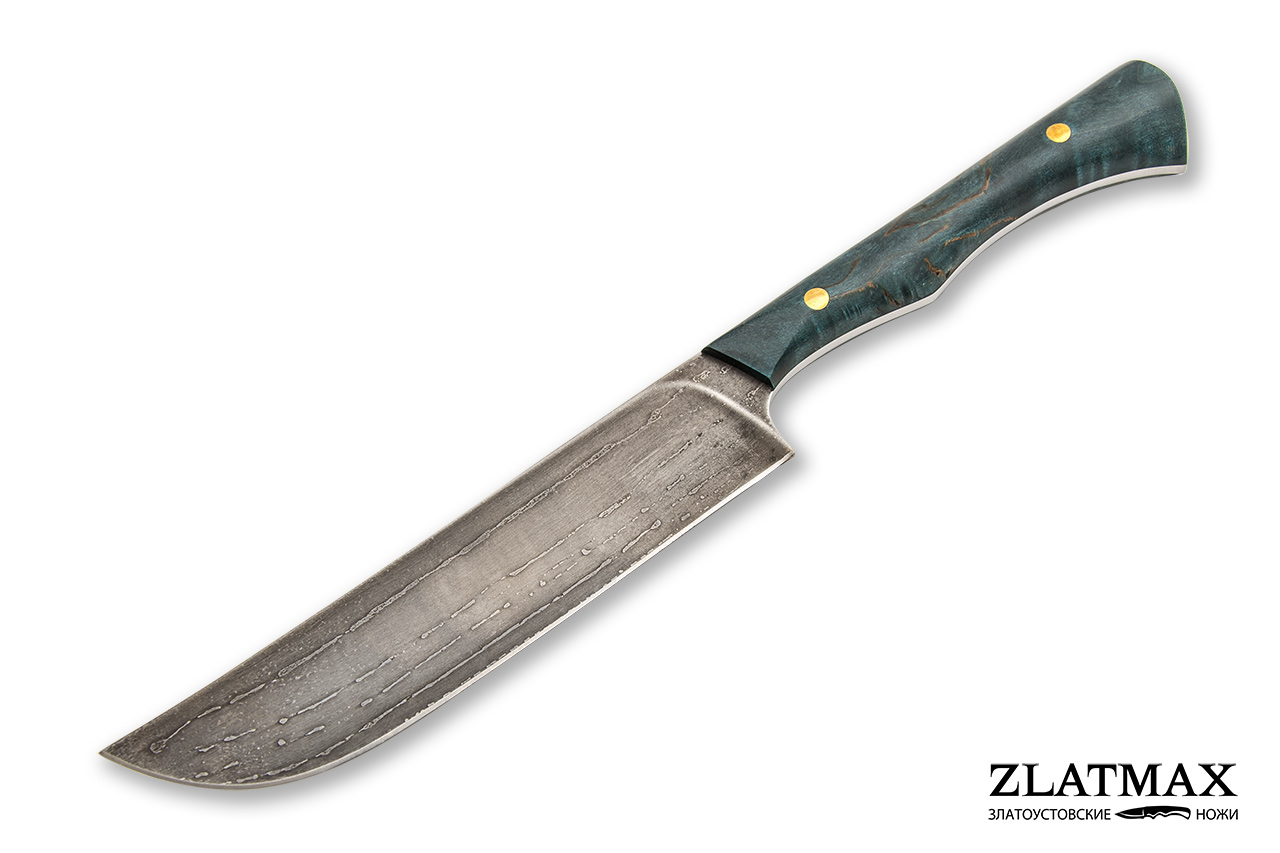 Узбекский нож Пчак K004 (Литой булат, Накладки стабилизированная карельская береза) фото-01