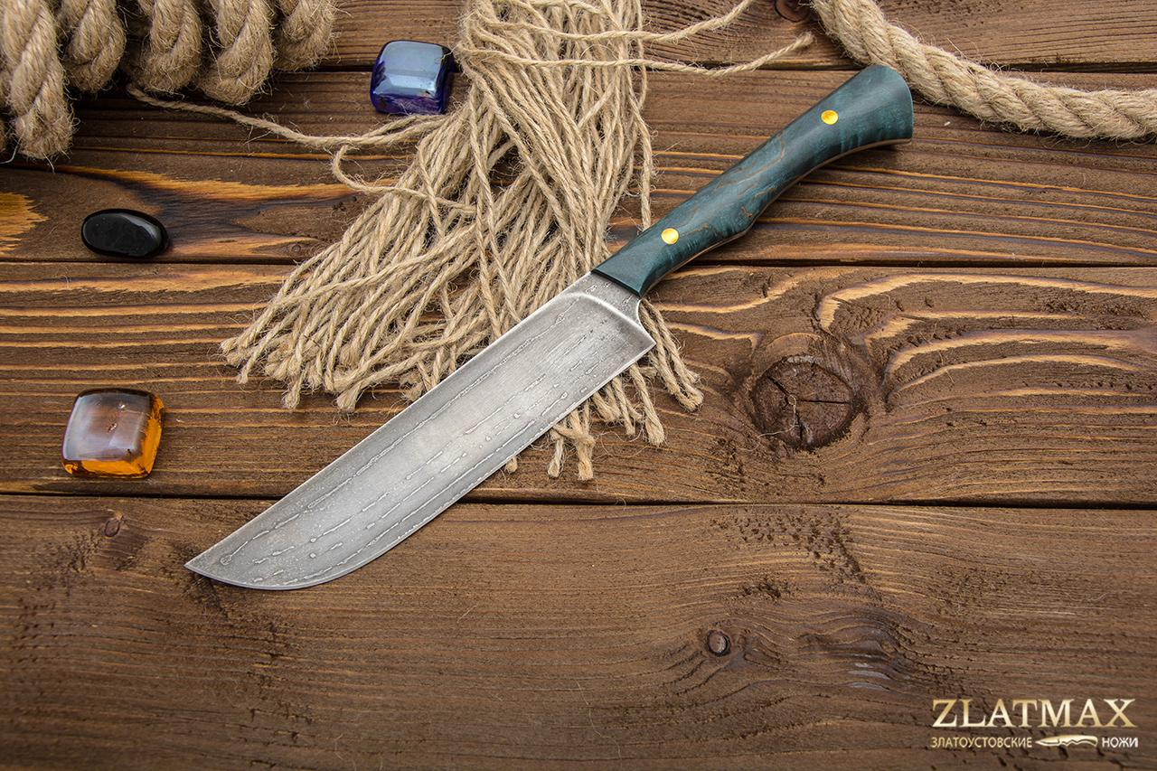 Узбекский нож Пчак K004 (Литой булат, Накладки стабилизированная карельская береза)