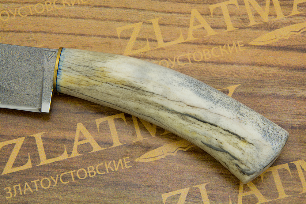 Нож BSU-003 (Литой нержавеющий тигельный булат, Рог, Латунь)