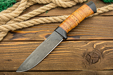 Нож BSU-011 (Литой нержавеющий тигельный булат, Наборная береста, Текстолит)