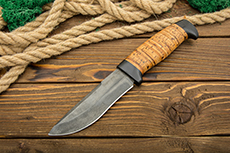 Нож BSU-012 (Литой нержавеющий тигельный булат, Наборная береста, Текстолит)