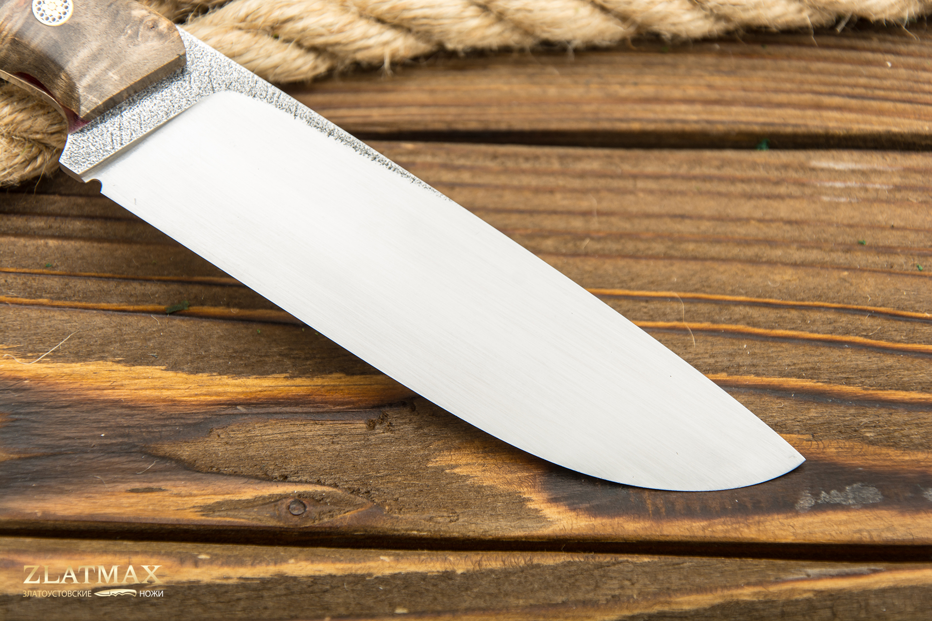 Нож Ривер (N690, Гибрид стаб. кап клена, Сатинирование клинка)