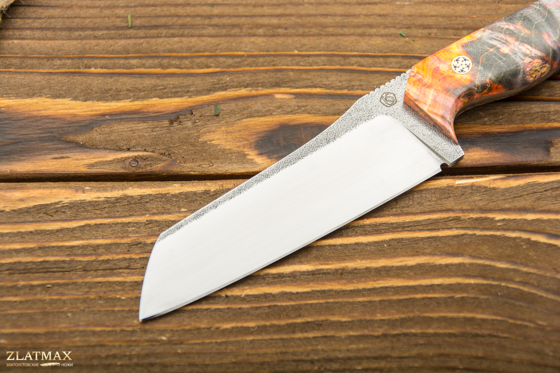 Нож Косатка (N690, Накладки стабилизированный клён, Сатинирование клинка)