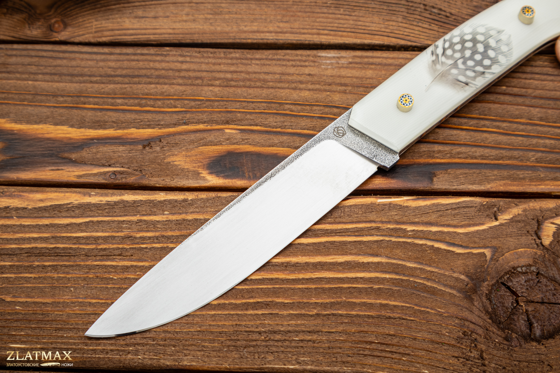 Нож Фантом (N690, Накладки композит «Перо», Сатинирование клинка)