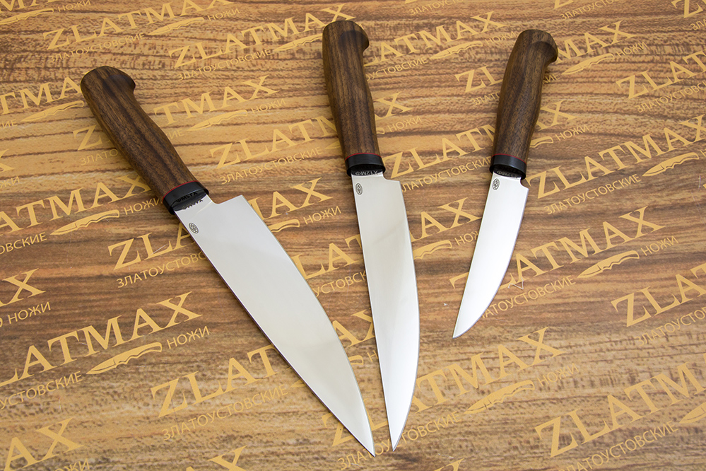 Набор кухонных ножей (Х12МФ, Орех, Текстолит)