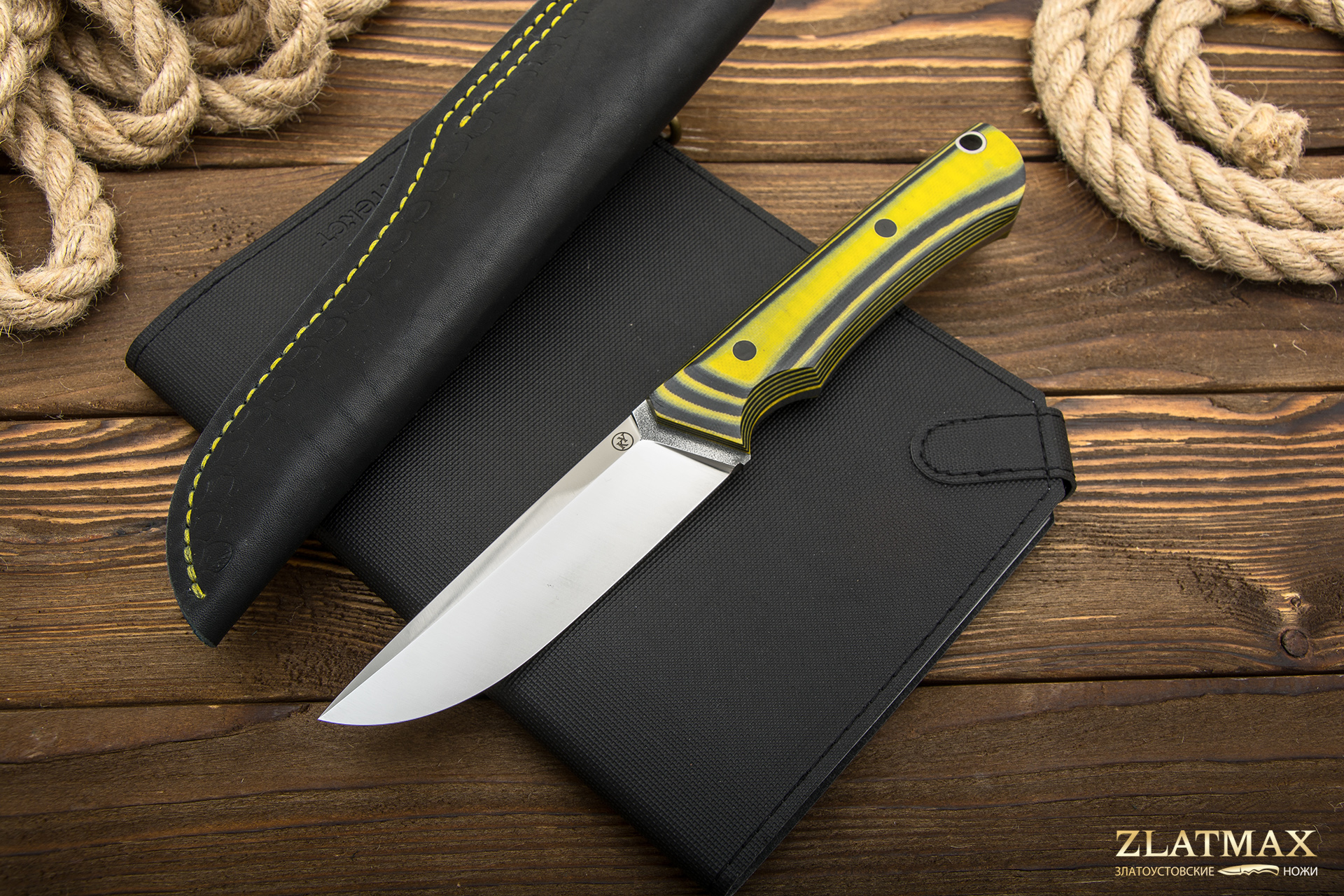Нож Егерь (N690, Накладки G10 желтый)