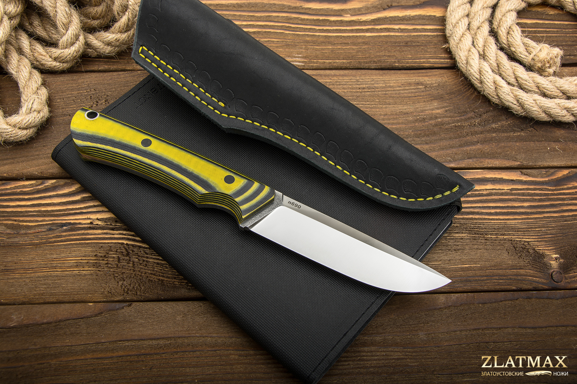 Нож Егерь (N690, Накладки G10 желтый)