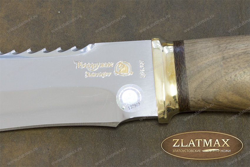 Нож Тайга (40Х10С2М, Орех, Латунь, Золочение клинка)