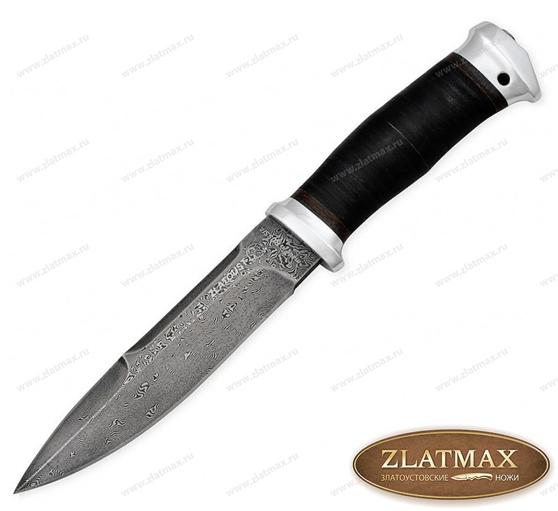 Нож Спас-2 (Дамаск, Наборная кожа, Алюминий) фото-01