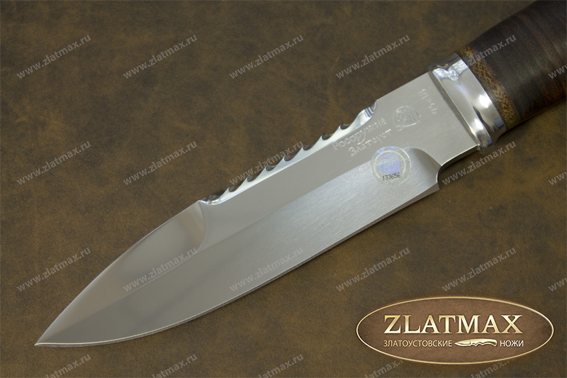 Нож Спас-1 МЧС (40Х10С2М, Наборная кожа, Алюминий)