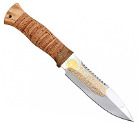 Нож Спас-1 (40Х10С2М (ЭИ-107), Наборная береста, Текстолит, Золочение)