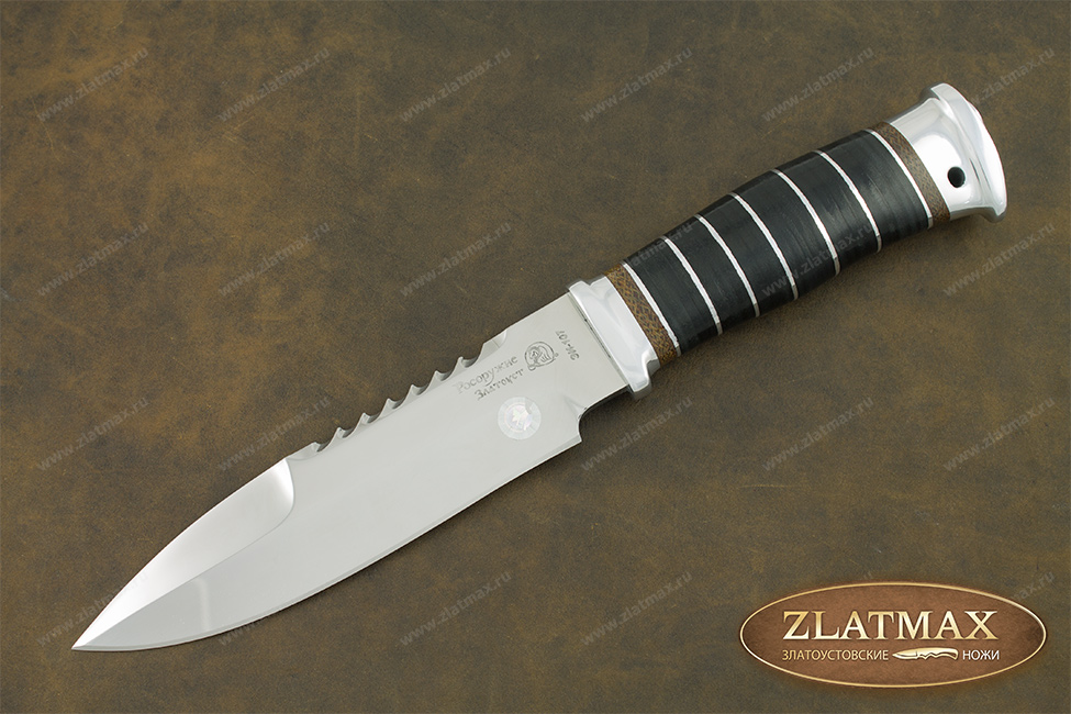 Нож Спас-1 Погранвойска (40Х10С2М, Наборная кожа, Алюминий)