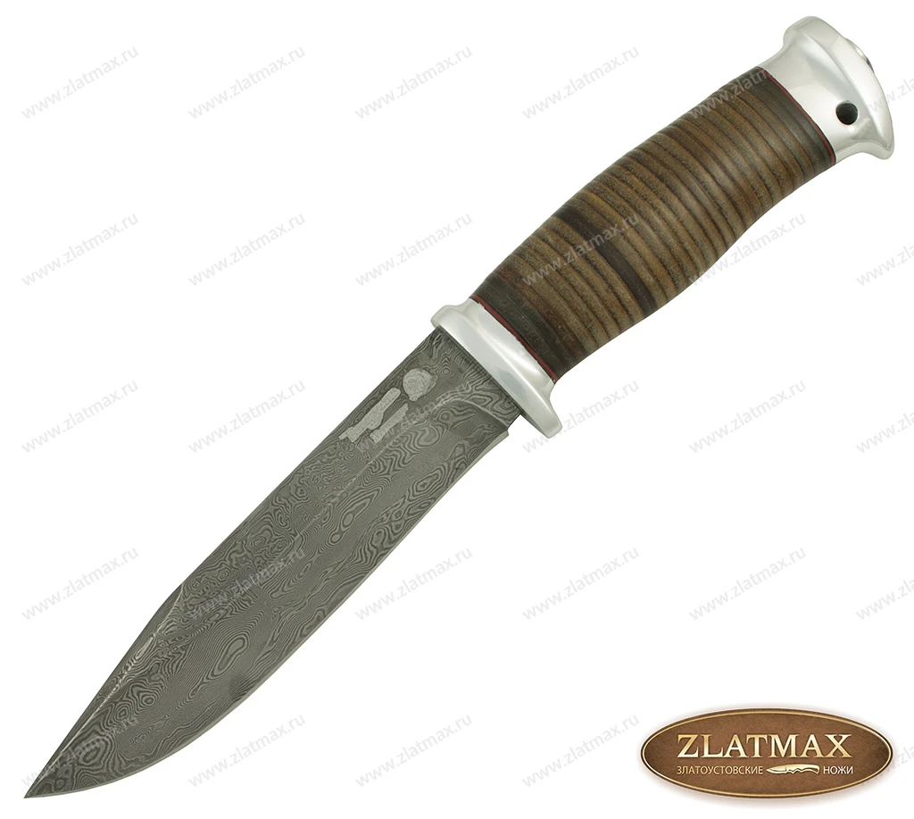 Нож Баджер-2 (Дамаск, Наборная кожа, Алюминий) rosorujie-0168  по .