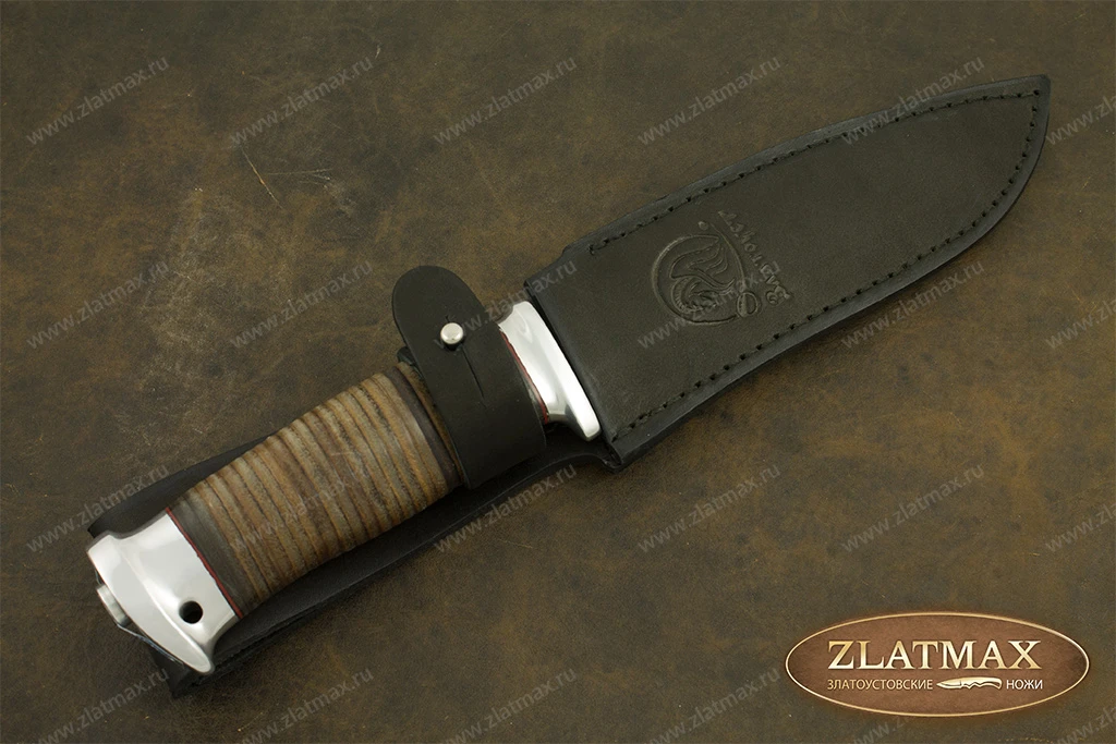 Нож Баджер-2 (Дамаск, Наборная кожа, Алюминий) rosorujie-0168  по .
