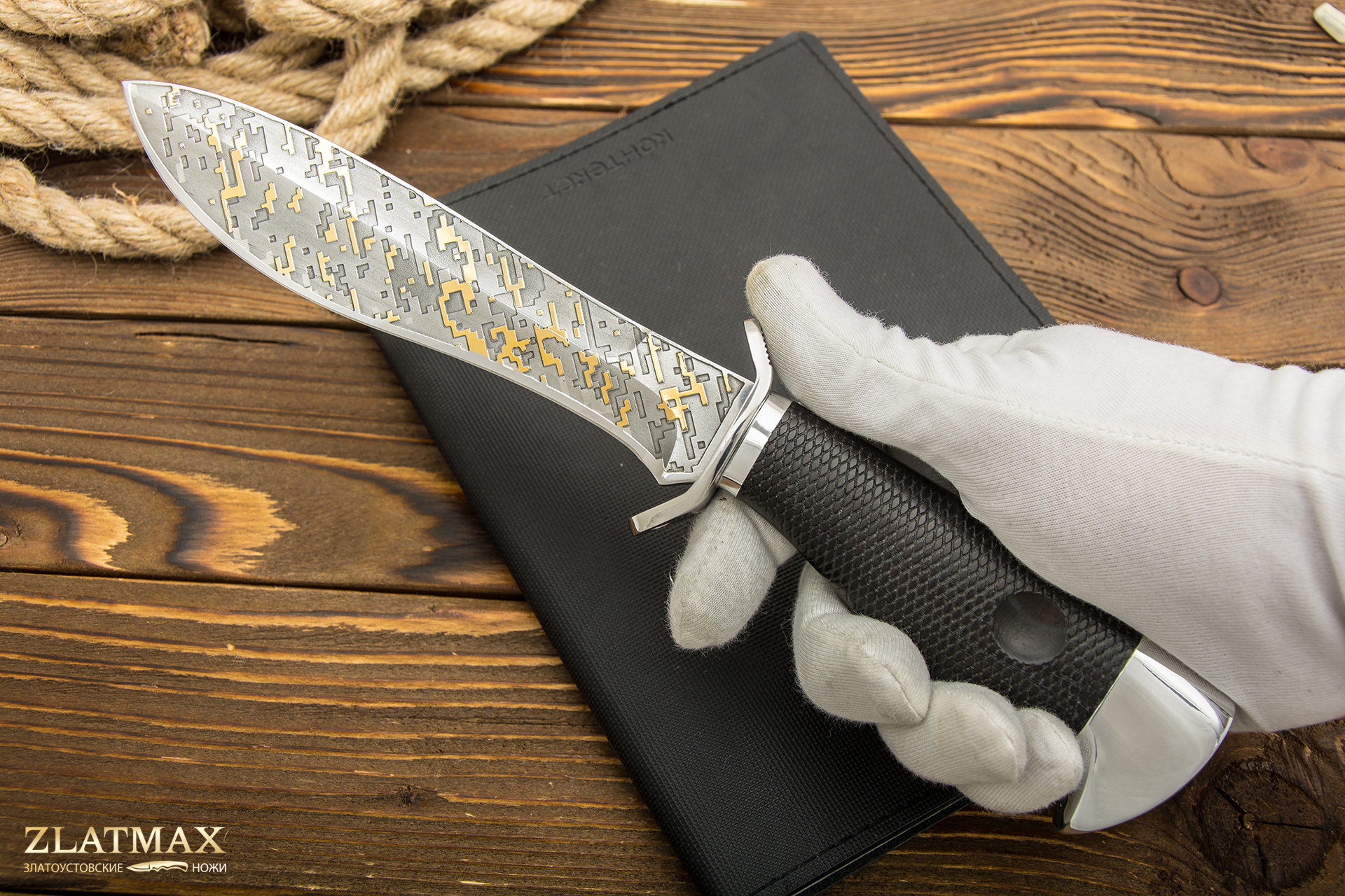 Нож Кистень подарочный (95Х18, Граб, Нержавеющая сталь, Золочение)