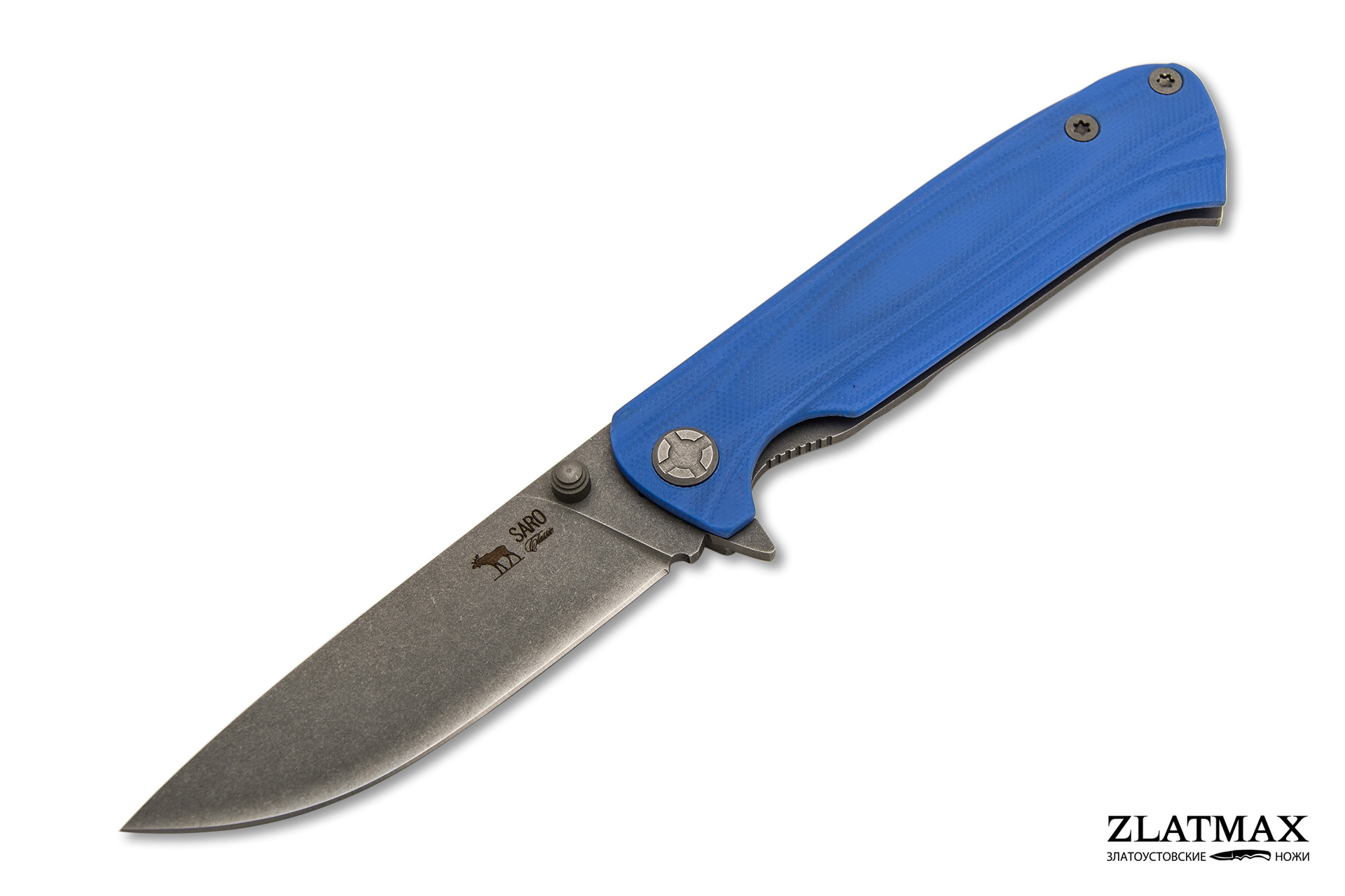 Нож Складной Чиж (K110 Böhler, Накладки G10 Васильковый, Обработка клинка Stonewash)