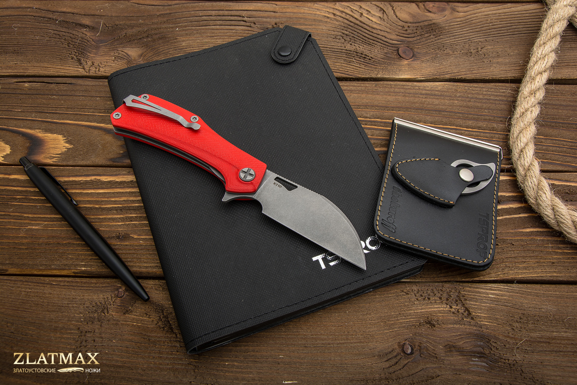 Нож Складной Скорпион WHARNCLIFFE (K110 Böhler, Накладки G10 Красный, Обработка клинка Stonewash)