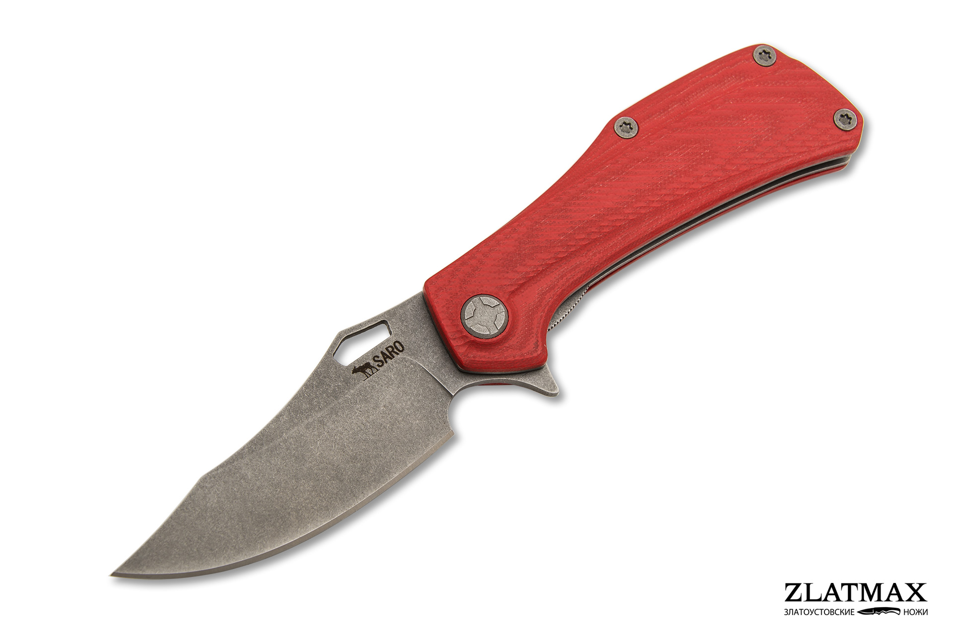 Нож Складной Скорпион EVO BOWIE (K110 Böhler, Накладки G10 Красный, Обработка клинка Stonewash)
