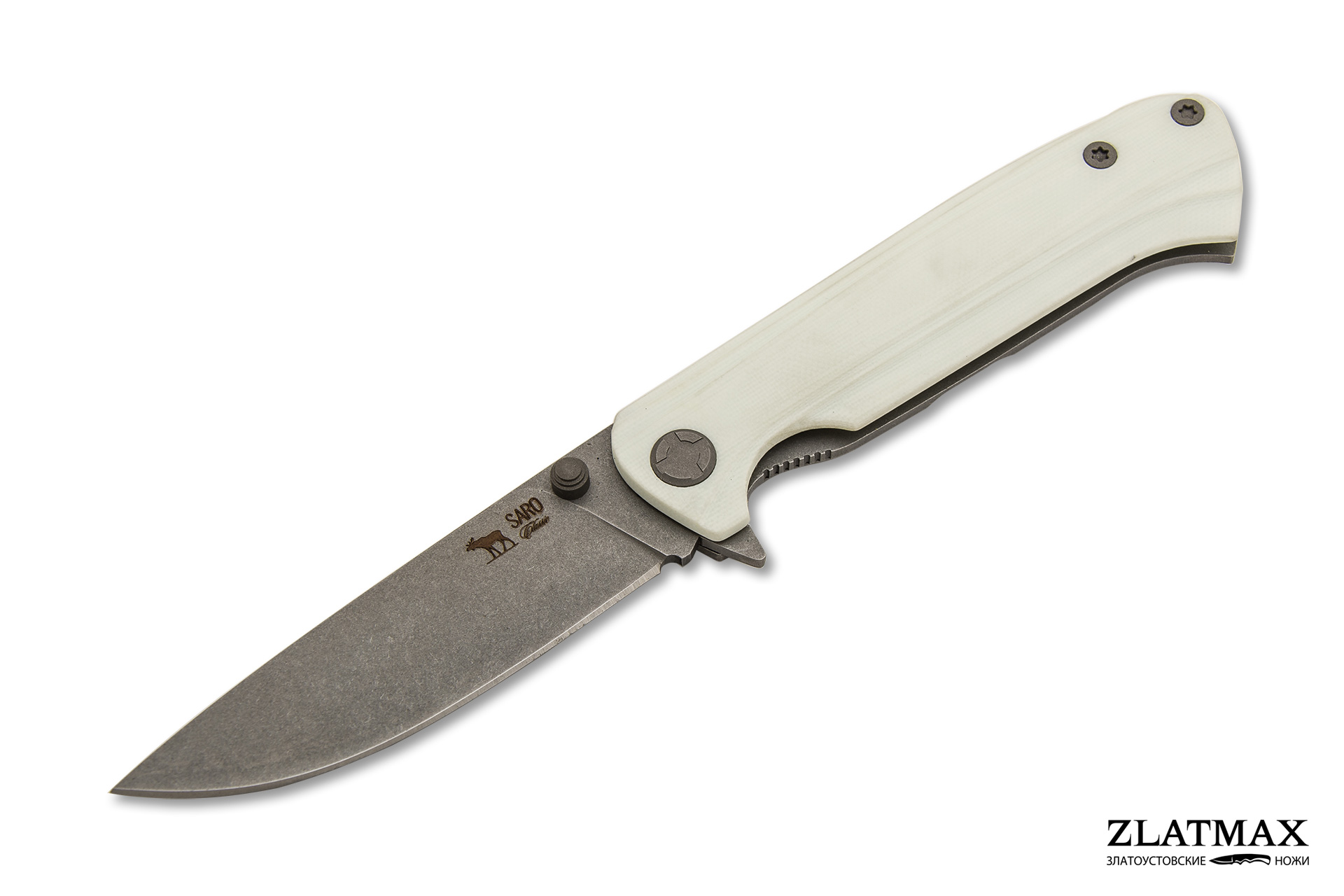 Нож Складной Чиж (K110 Böhler, Накладки G10 Белый, Обработка клинка Stonewash) фото-01