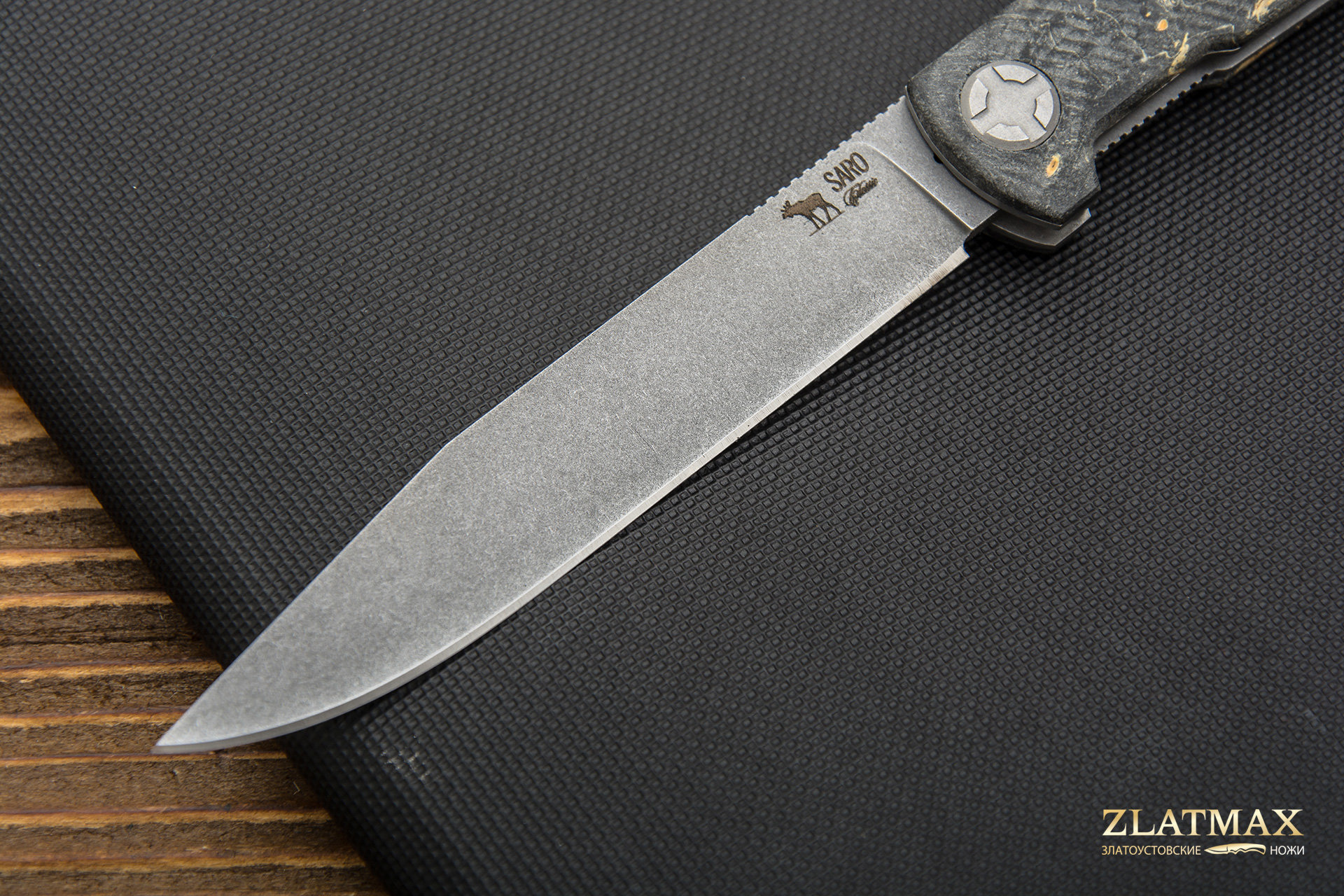 Нож Складной Авиационный SINGLE (K110 Böhler, Накладки стабилизированный кап клёна, Обработка клинка Stonewash)