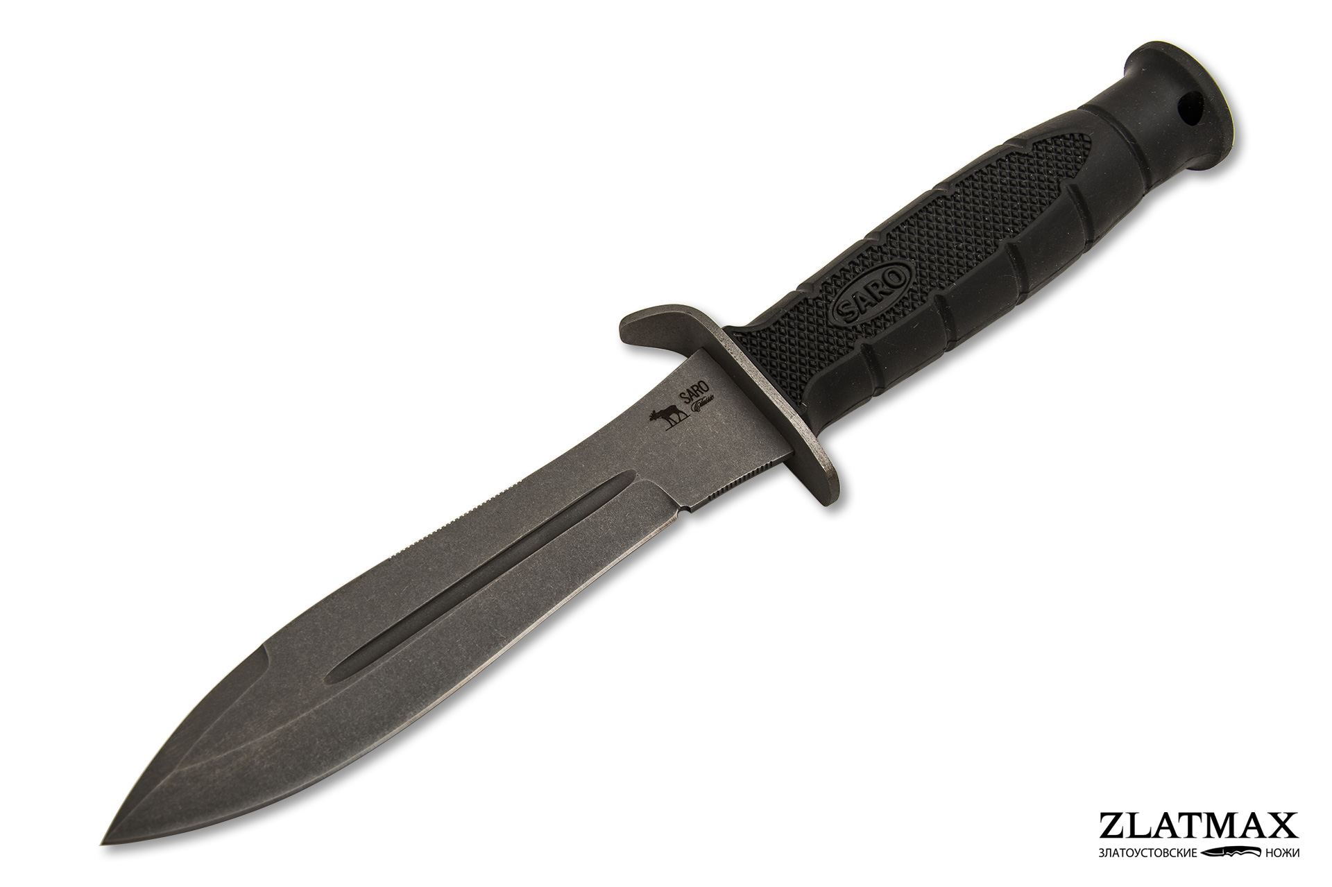 Нож Кречет (AUS6, Резина, Металлический, Обработка клинка Stonewash)
