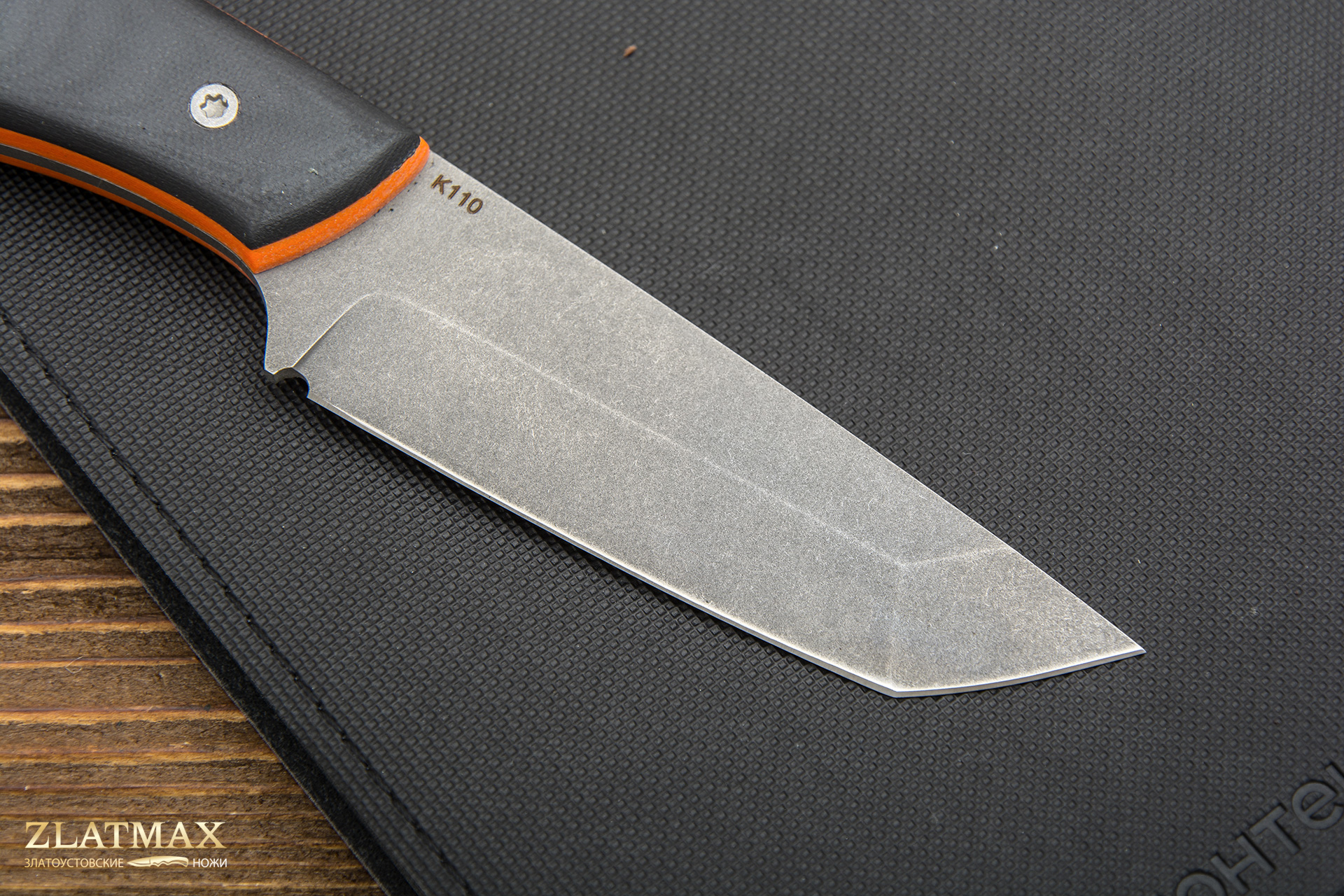 Нож Лис танто (K110 Böhler, Накладки G10 Черный, Обработка клинка Stonewash)
