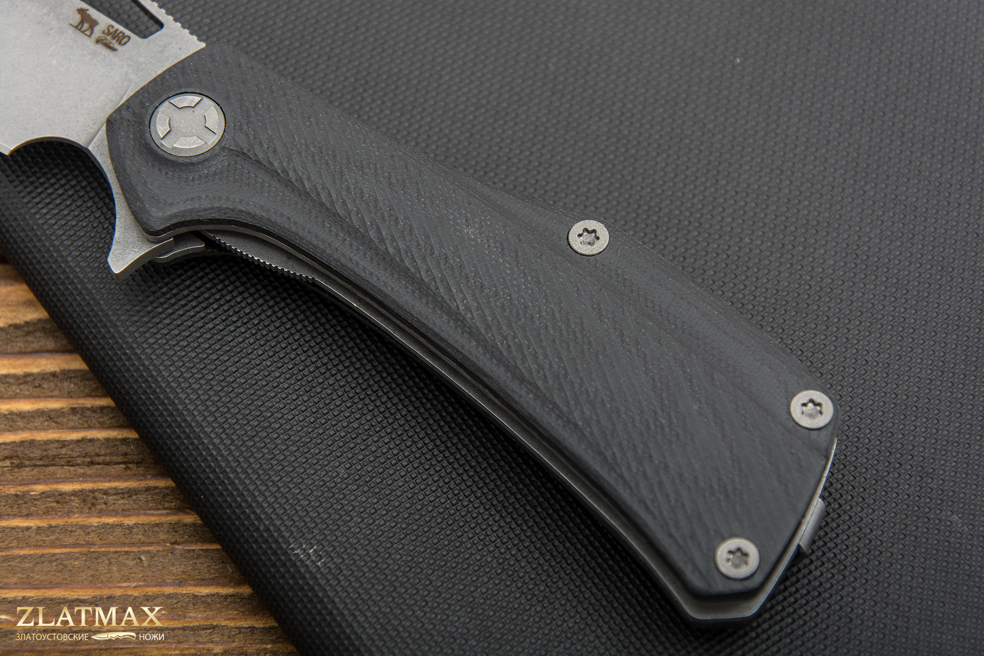 Нож Складной Скорпион EVO BOWIE (K110 Böhler, Накладки G10 Черный, Обработка клинка Stonewash)