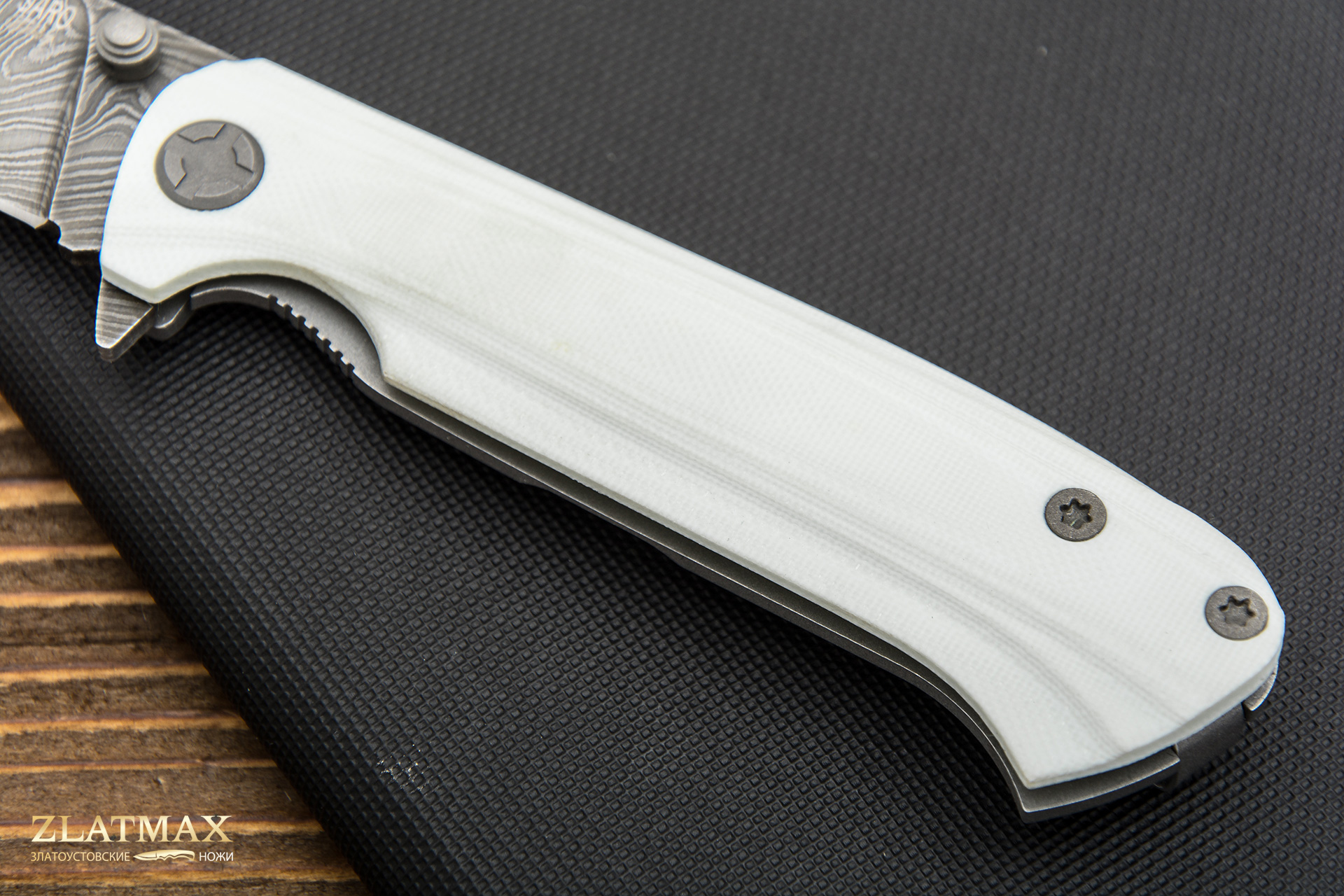 Нож Складной Чиж (Дамаск, Накладки G10 Белый)
