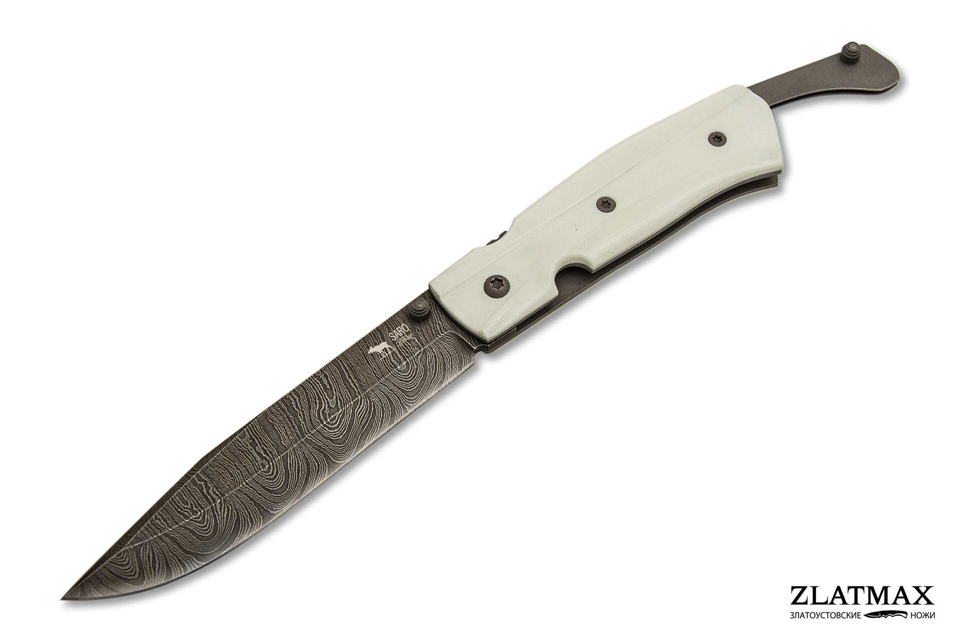 Нож Складной WILD WEST (Дамаск, Накладки G10 Белый)