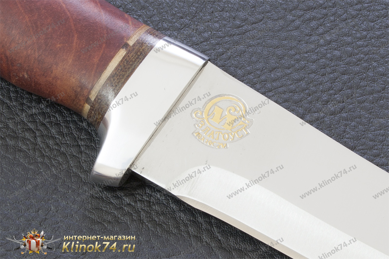 Нож НС-13 (X50CrMoV15, Берёзовый кап, Алюминий, Золочение рисунка на клинке)