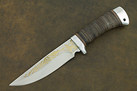 Нож туристический НС-19 (X50CrMoV15, Наборная кожа, Алюминий, Золочение клинка)