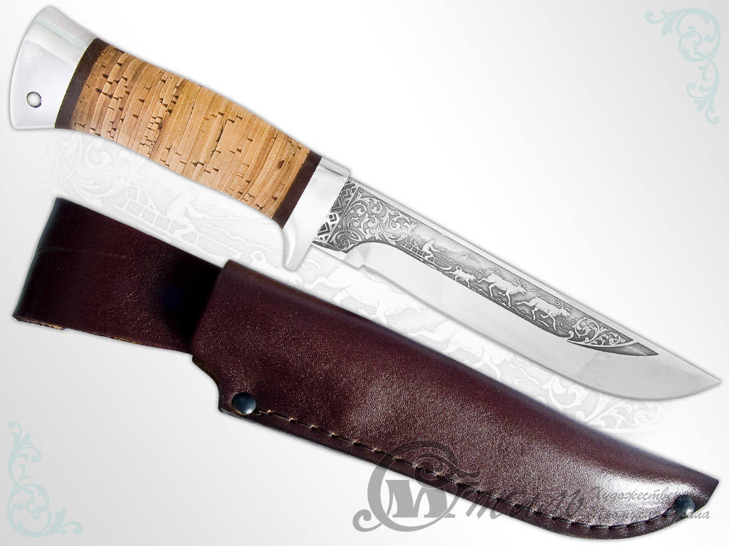 Нож туристический НС-16 (X50CrMoV15, Наборная береста, Алюминий) фото-01