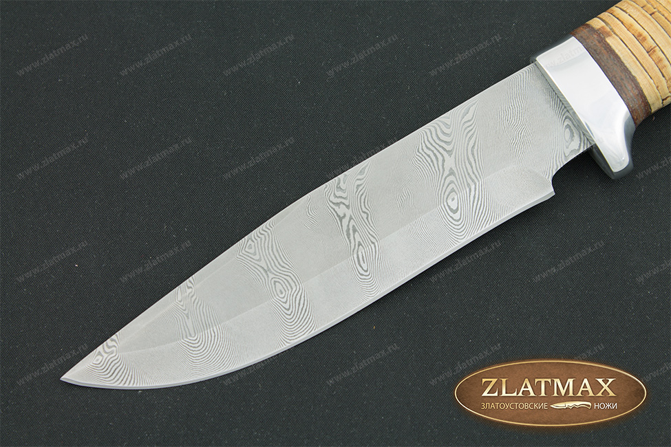 Нож НС-61 (Дамаск, Наборная береста, Алюминий)
