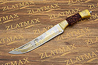Нож НС-13 (X50CrMoV15, Берёзовый кап, Латунь, Золочение клинка гарды и тыльника)