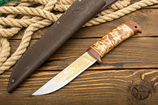 Ножи Стиль-М купить в Калининграде: Нож НС-16 (X50CrMoV15, Берёзовый кап, Текстолит, Золочение)