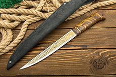 Нож НС-33 (X50CrMoV15, Берёзовый кап, Текстолит, Золочение)