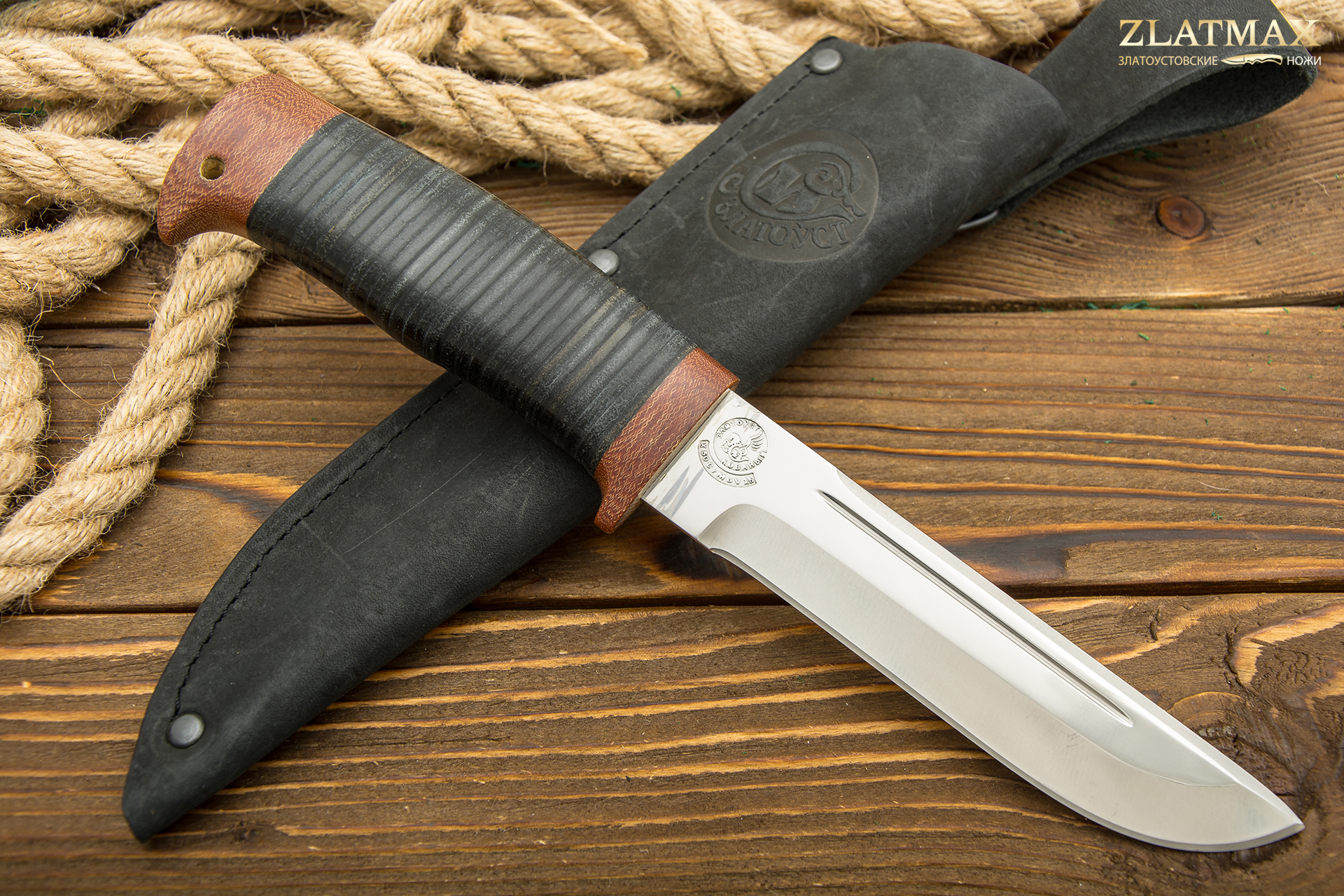 Нож туристический НС-41 (X50CrMoV15, Наборная кожа, Текстолит)