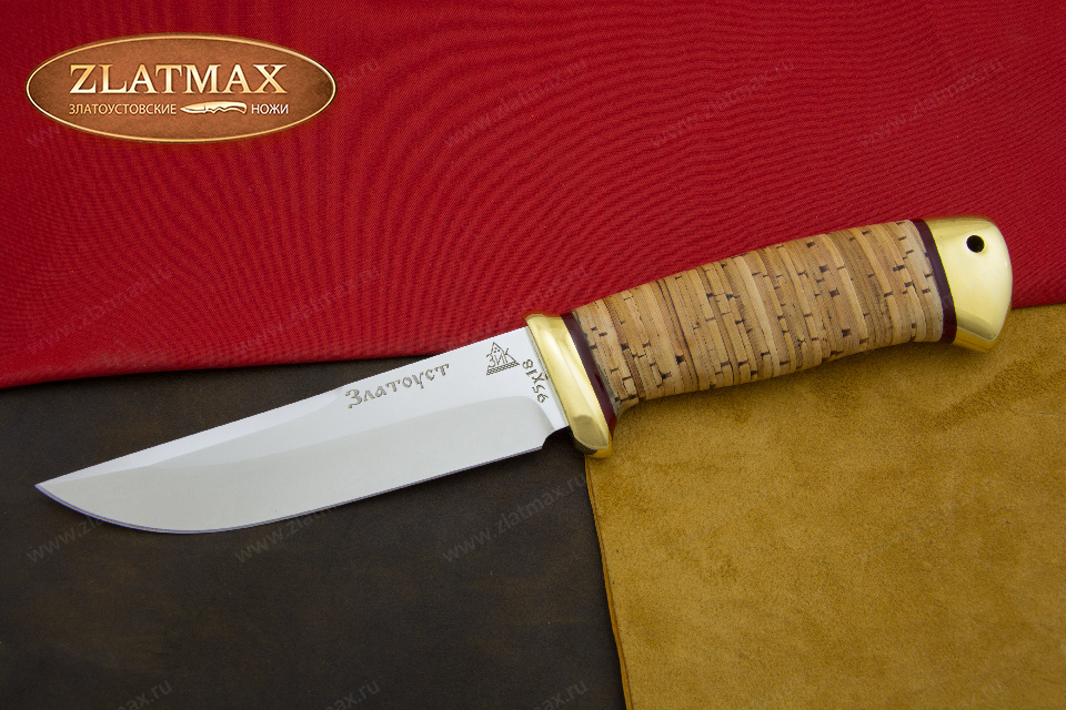 Нож Сайга (95Х18, Наборная береста, Латунь)