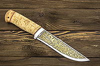 Нож Таежный 2 (95Х18, Карельская берёза, Алюминий, Золочение клинка)