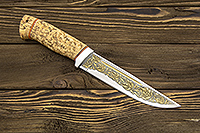 Нож Куница (95Х18, Карельская берёза, Алюминий, Золочение клинка)