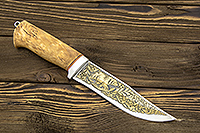 Нож Таежный 1 (95Х18, Карельская берёза, Алюминий, Золочение клинка)