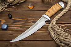 Нож Гюрза (95Х18, Наборная береста, Алюминий)