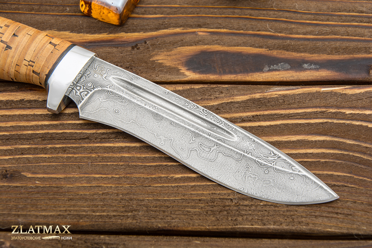 Нож Кондор (Дамаск ZDI-1016, Наборная береста, Алюминий)