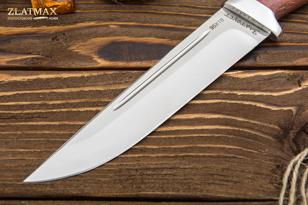 Нож Куница (95Х18, Стабилизированный бук, Алюминий)