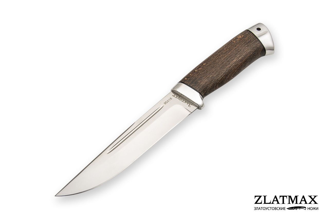 Нож Куница (95Х18, Стабилизированный бук, Алюминий)