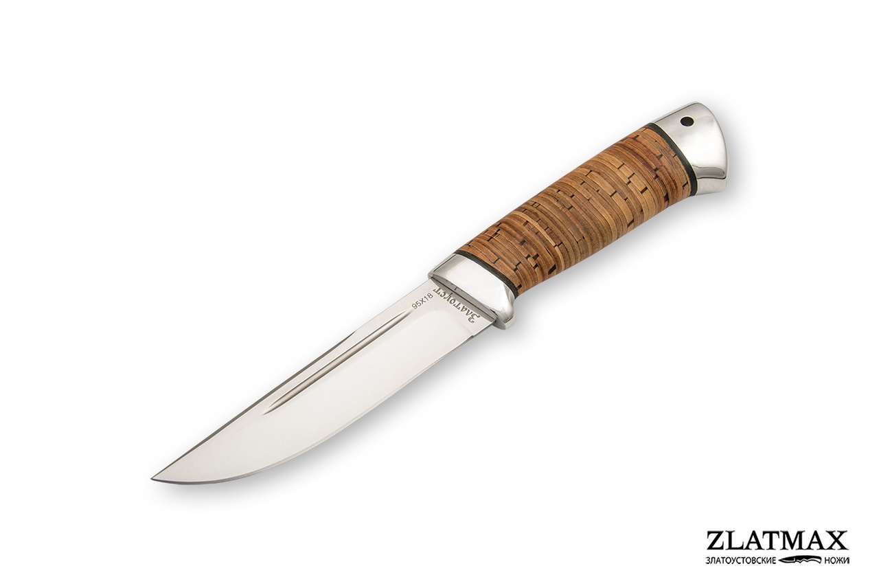 Нож Куница-2 (95Х18, Наборная береста, Алюминий)