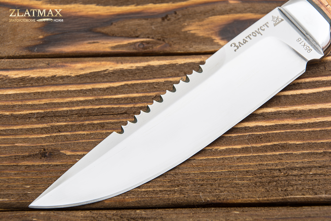 Нож Перо (95Х18, Наборная береста, Алюминий)