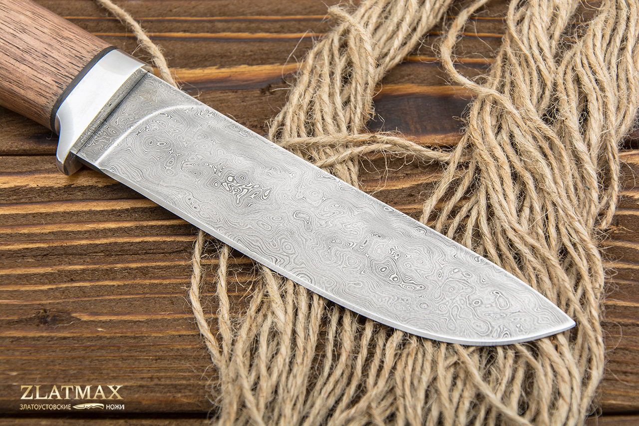 Нож Пикничок (Дамаск ZDI-1016, Орех, Алюминий)